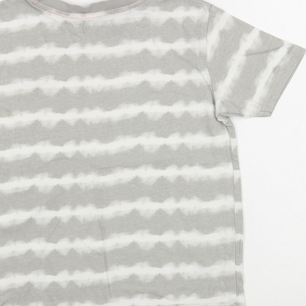 George Boys Grey Striped Cotton Basic T-Shirt Size 5-6 Years Crew Neck Pullover - Epic Vibes