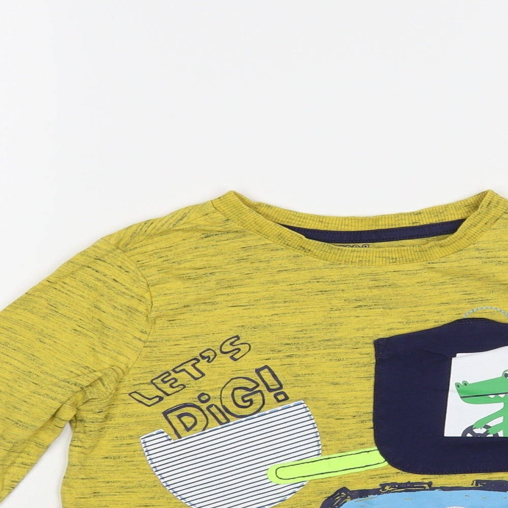 F&F Boys Yellow Cotton Pullover T-Shirt Size 5-6 Years Crew Neck Pullover - Let's Dig!