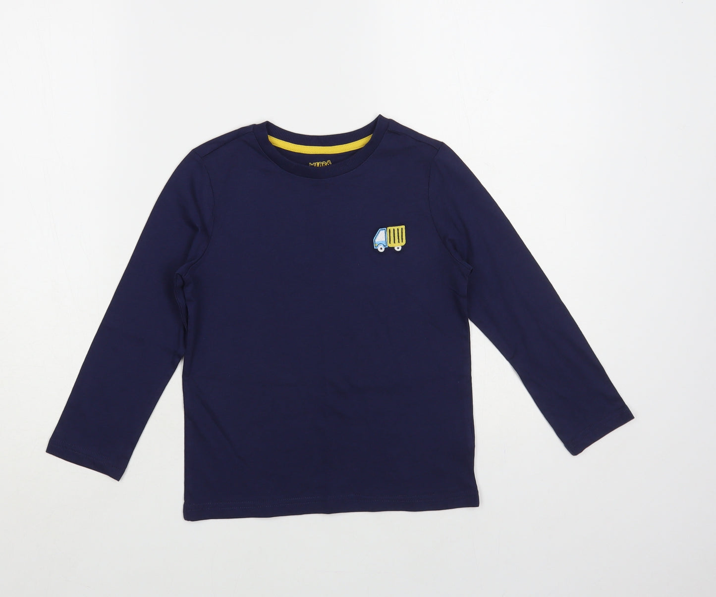 F&F Boys Blue Cotton Pullover T-Shirt Size 5-6 Years Crew Neck Pullover - Lorry