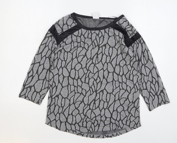 VERO MODA Womens Grey Round Neck Geometric Polyester Pullover Jumper Size M