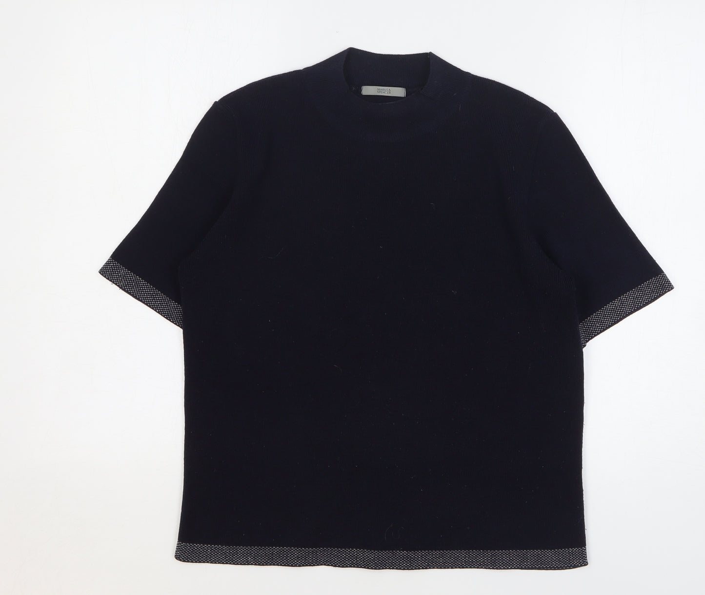 Marks and Spencer Womens Blue Round Neck Acrylic Pullover Jumper Size 16