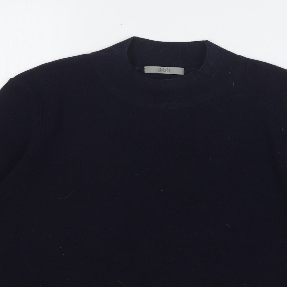 Marks and Spencer Womens Blue Round Neck Acrylic Pullover Jumper Size 16