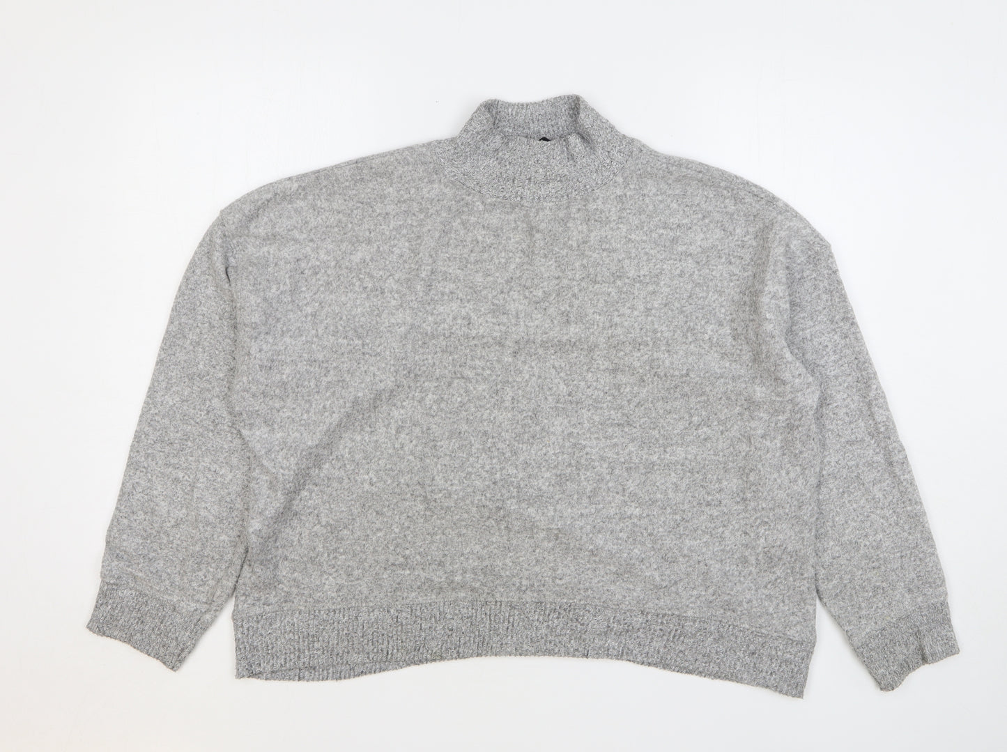 New Look Womens Grey High Neck Viscose Pullover Jumper Size L