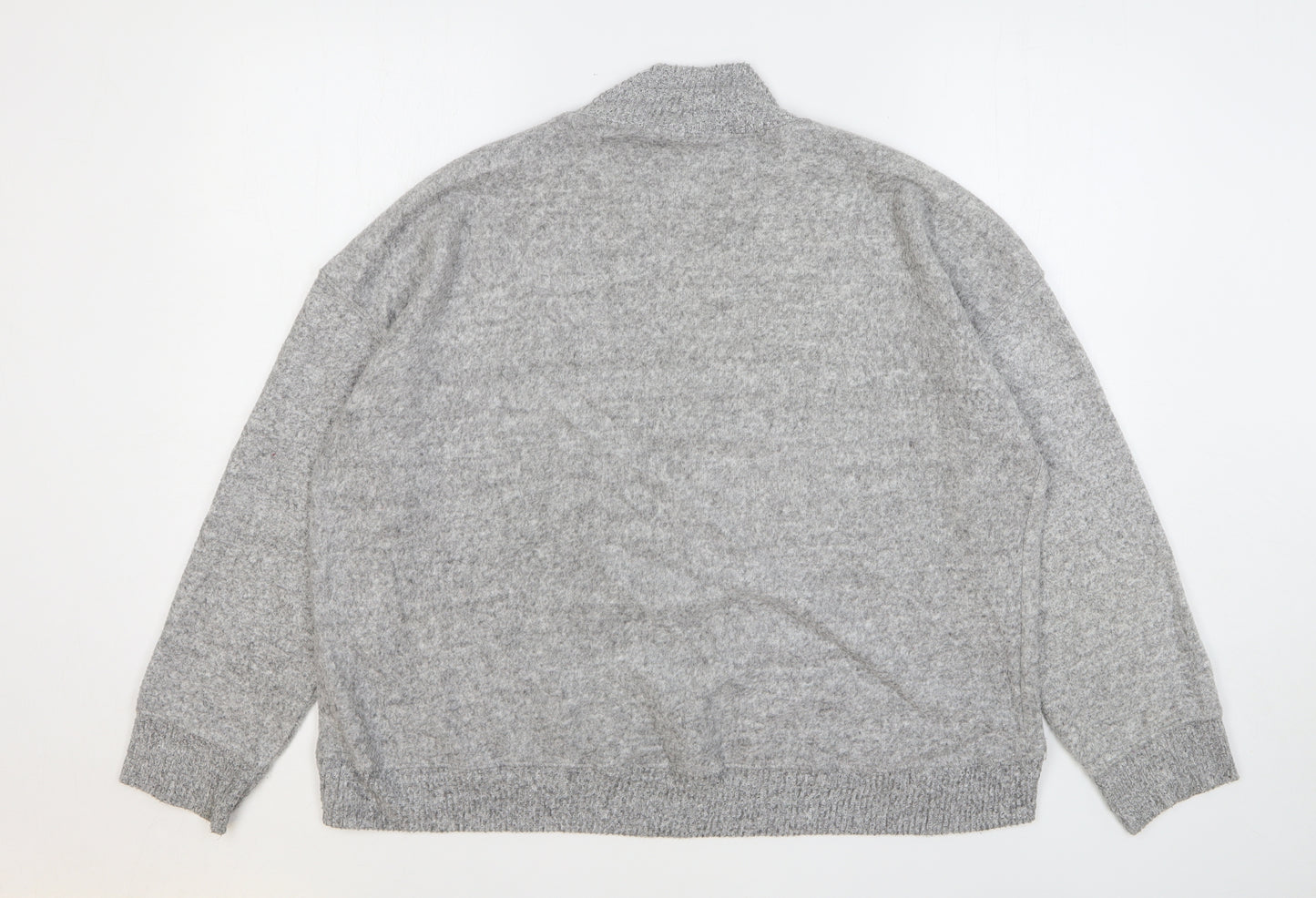 New Look Womens Grey High Neck Viscose Pullover Jumper Size L