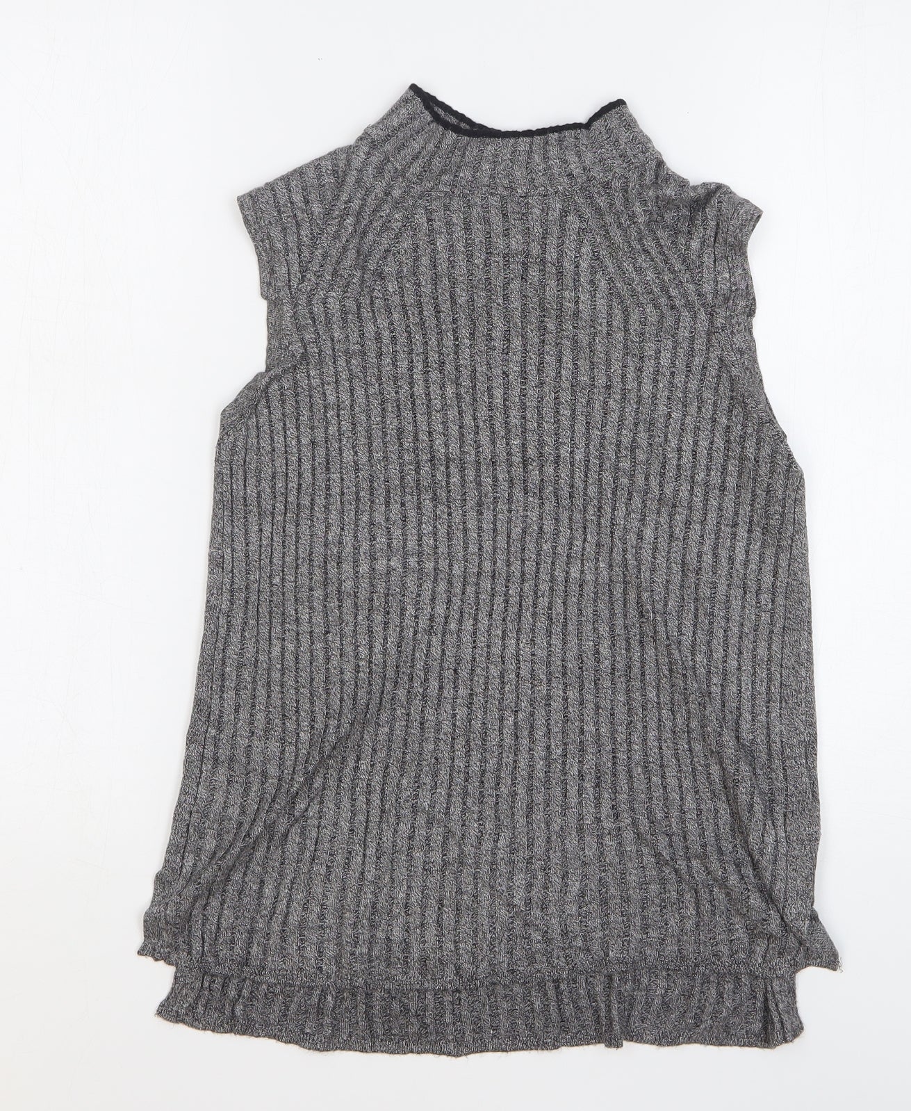 Marks and Spencer Womens Grey High Neck Viscose Vest Jumper Size 14