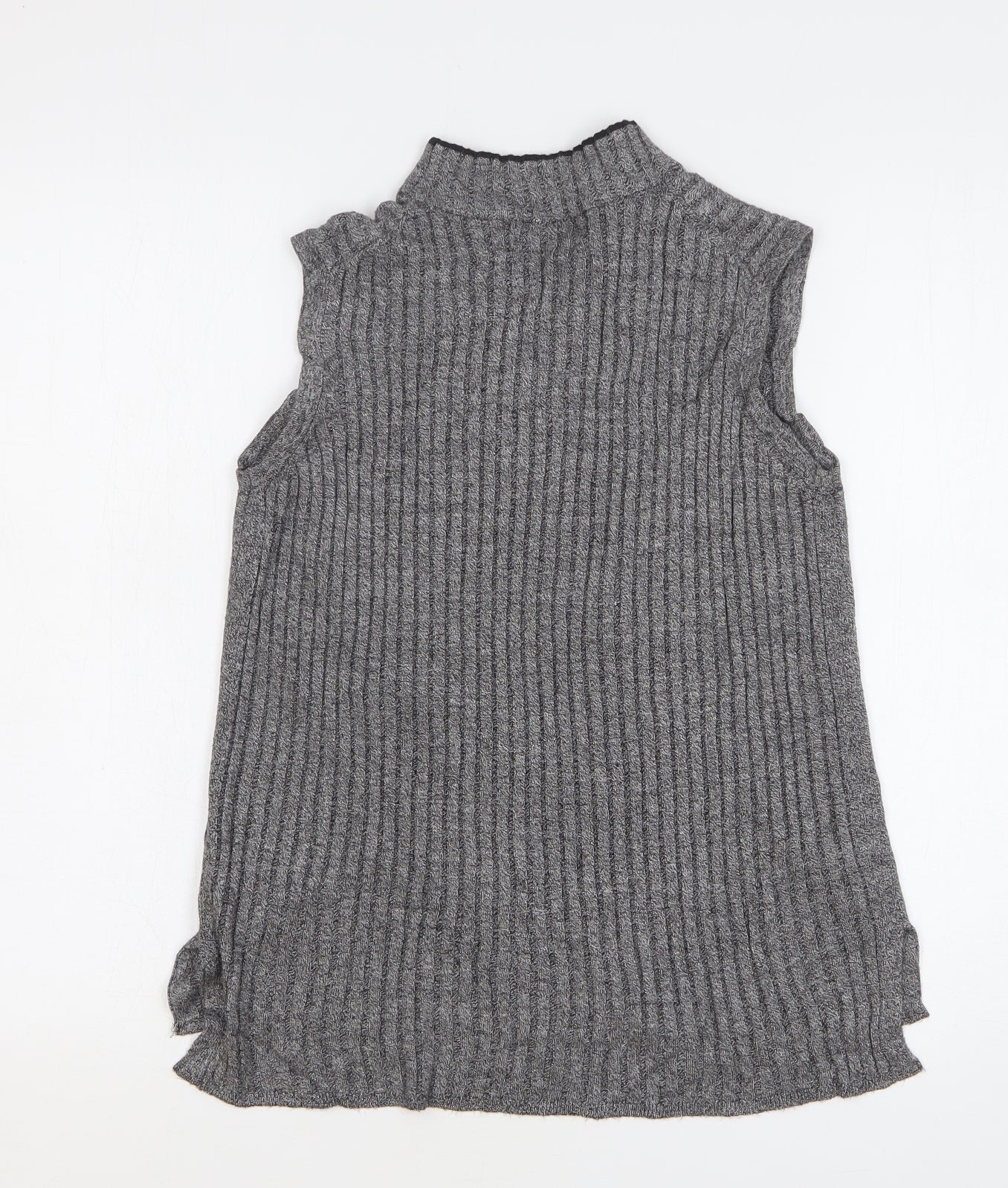 Marks and Spencer Womens Grey High Neck Viscose Vest Jumper Size 14
