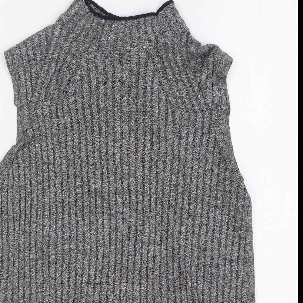 Marks and Spencer Womens Grey High Neck Viscose Vest Jumper Size 14