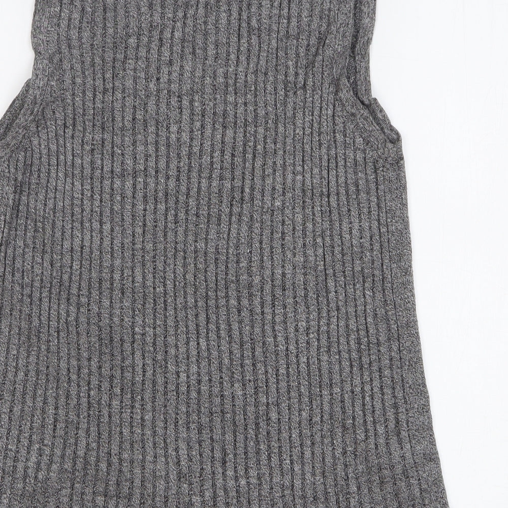 Marks and Spencer Womens Grey High Neck Viscose Vest Jumper Size 14
