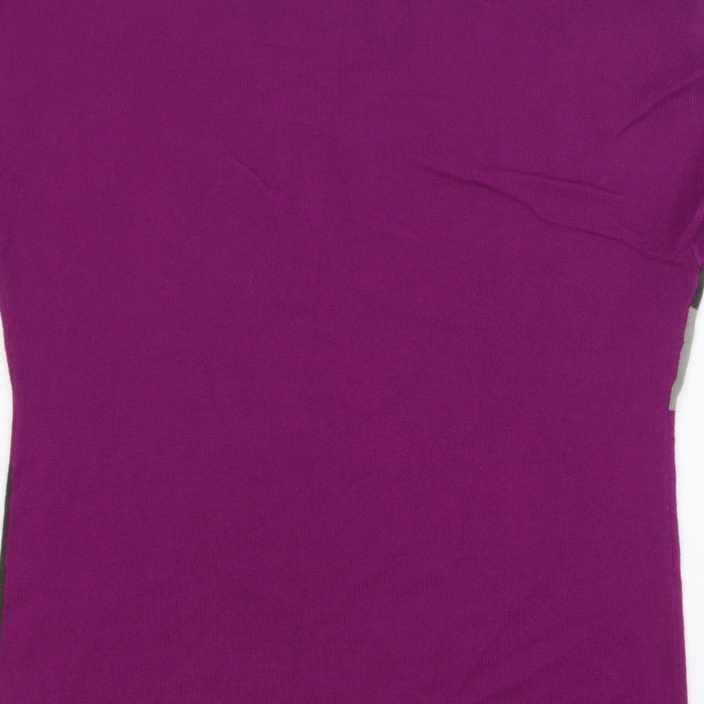 Alexara Womens Purple Round Neck Geometric Acrylic Pullover Jumper Size M