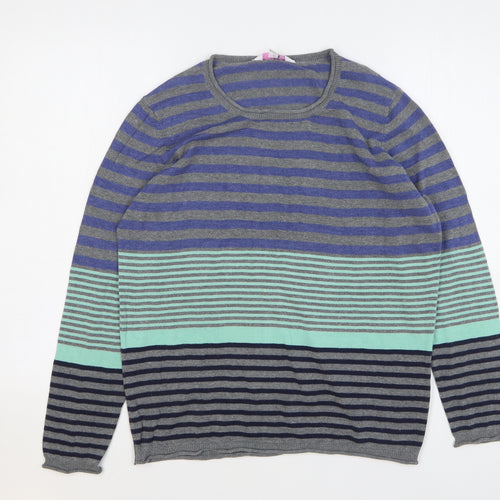 Julipa Womens Multicoloured Round Neck Striped Acrylic Pullover Jumper Size 12