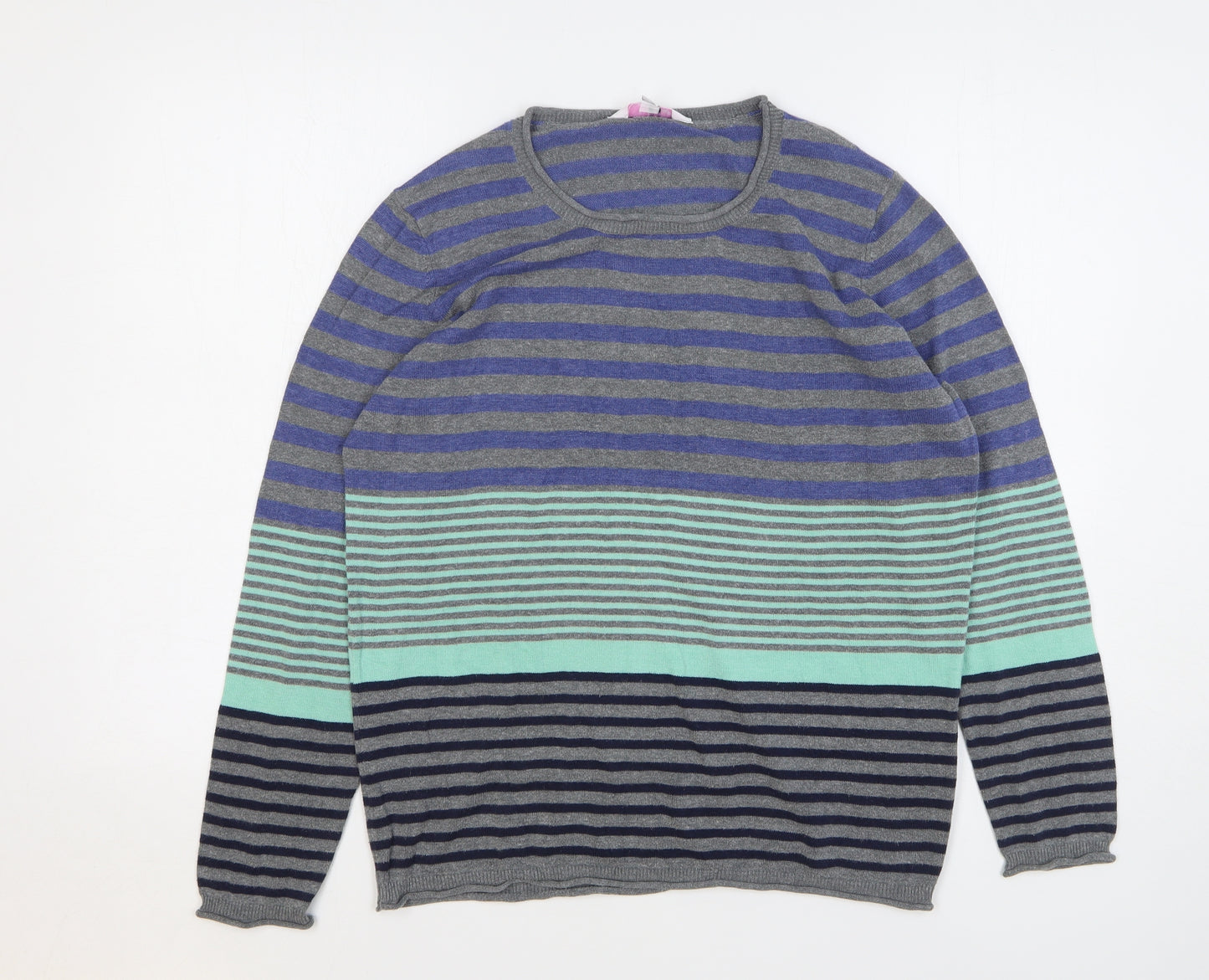 Julipa Womens Multicoloured Round Neck Striped Acrylic Pullover Jumper Size 12