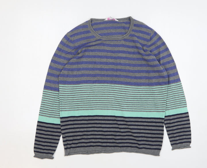 Julipa Womens Multicoloured Round Neck Striped Acrylic Pullover Jumper Size 12
