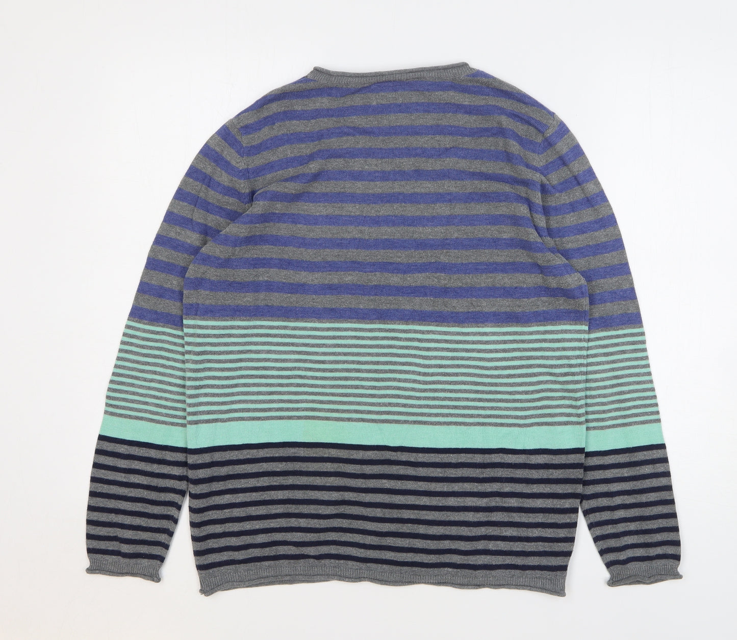 Julipa Womens Multicoloured Round Neck Striped Acrylic Pullover Jumper Size 12