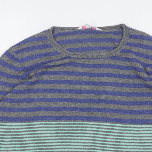 Julipa Womens Multicoloured Round Neck Striped Acrylic Pullover Jumper Size 12