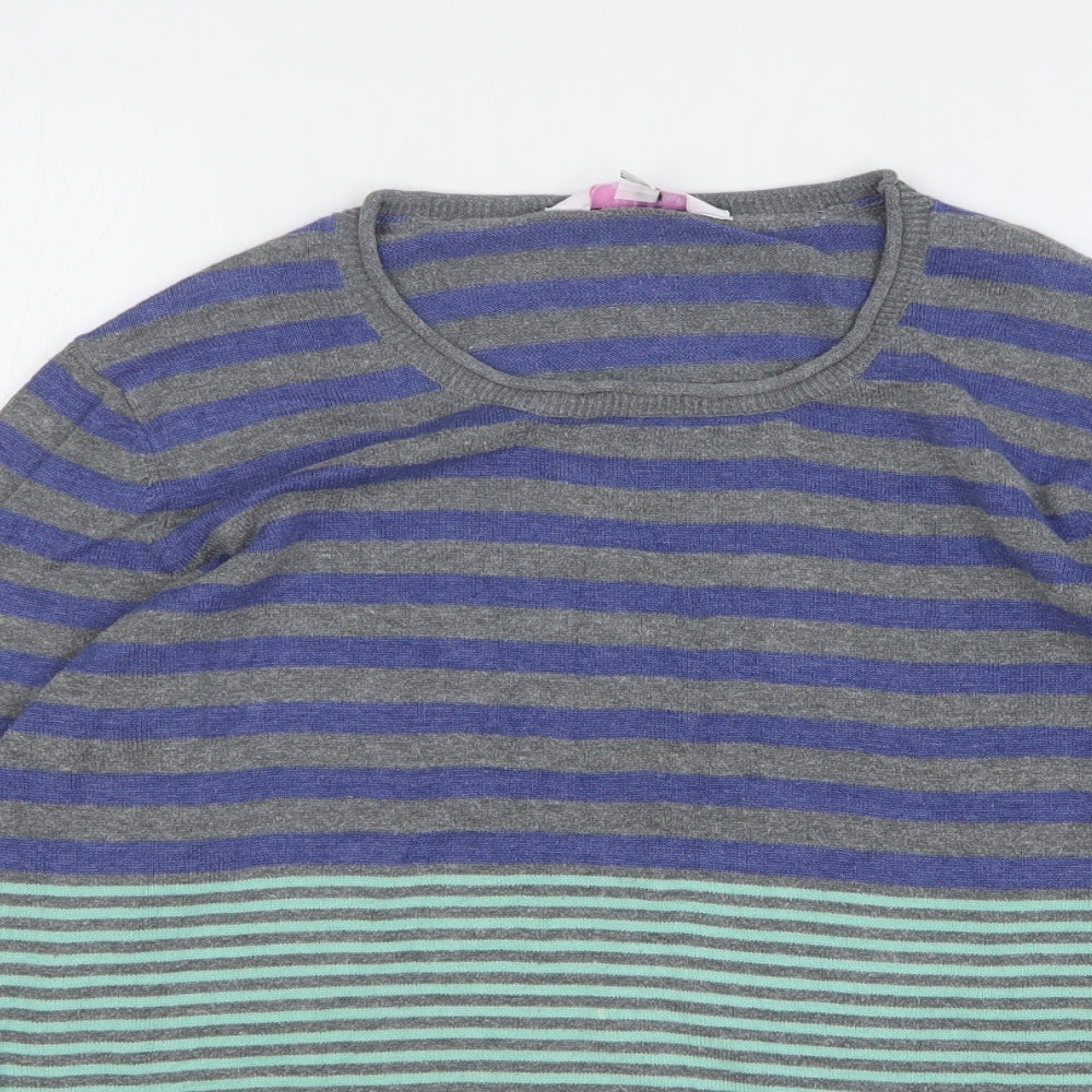 Julipa Womens Multicoloured Round Neck Striped Acrylic Pullover Jumper Size 12