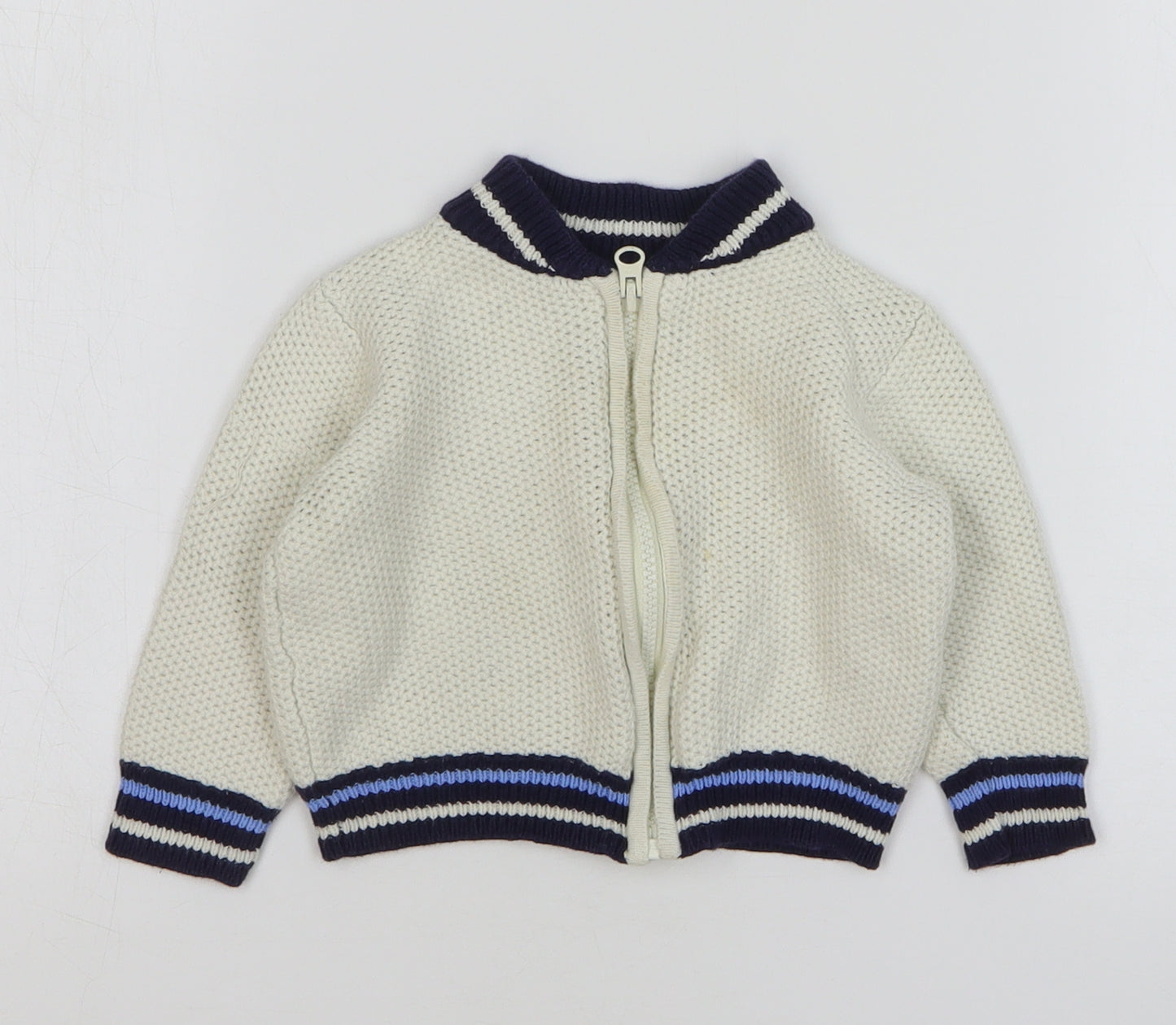 Gap Boys Beige Cotton Cardigan Jumper Size 6-9 Months Zip