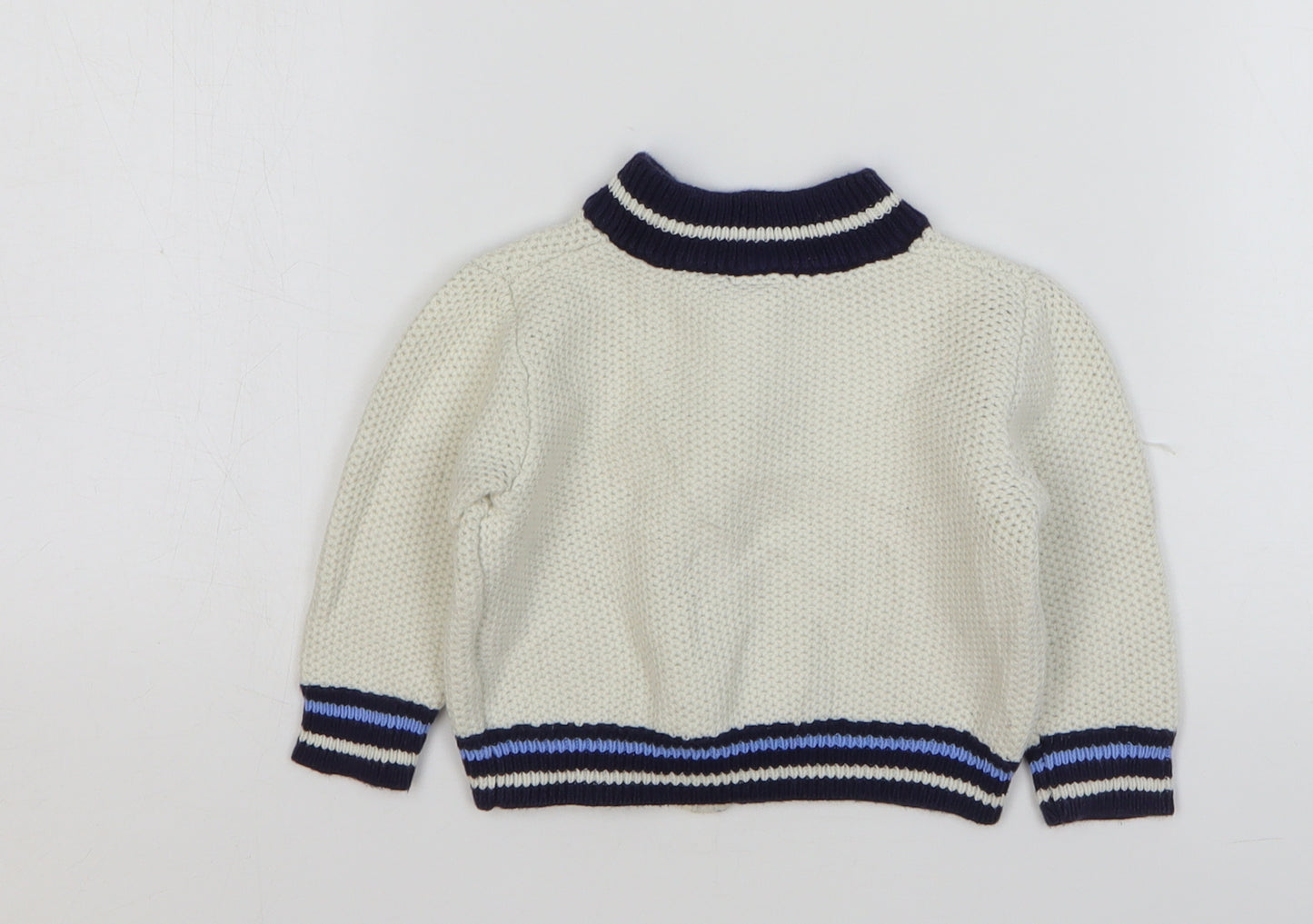 Gap Boys Beige Cotton Cardigan Jumper Size 6-9 Months Zip