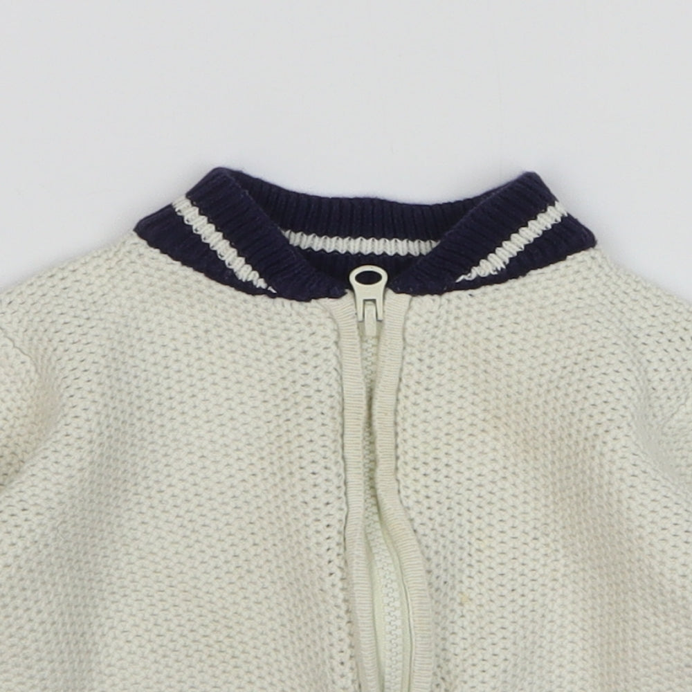 Gap Boys Beige Cotton Cardigan Jumper Size 6-9 Months Zip