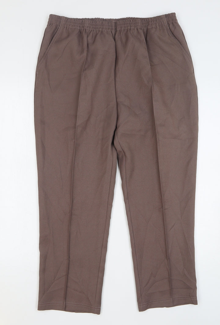 Damart Womens Brown Polyester Trousers Size 18 L26 in Regular