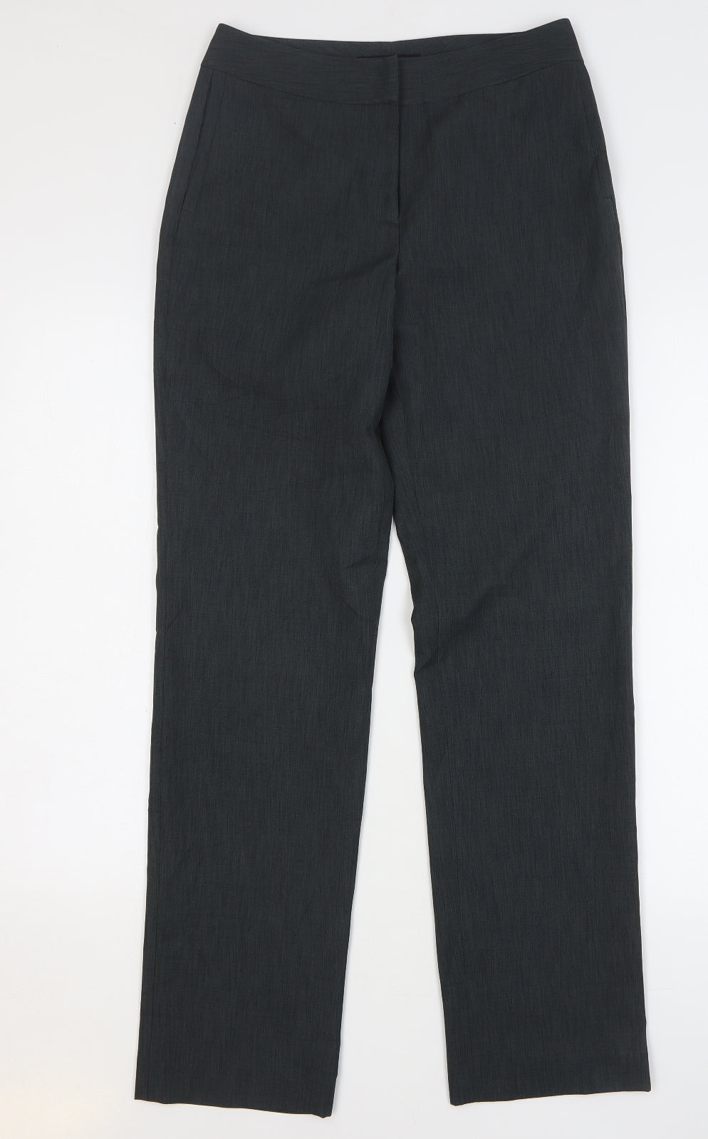 Thomo Womens Grey Polyester Trousers Size 8 L32 in Regular Hook & Eye