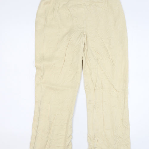 Country Casuals Womens Beige Cupro Trousers Size 12 L29 in Regular Button