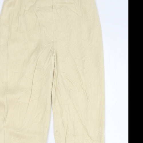 Country Casuals Womens Beige Cupro Trousers Size 12 L29 in Regular Button