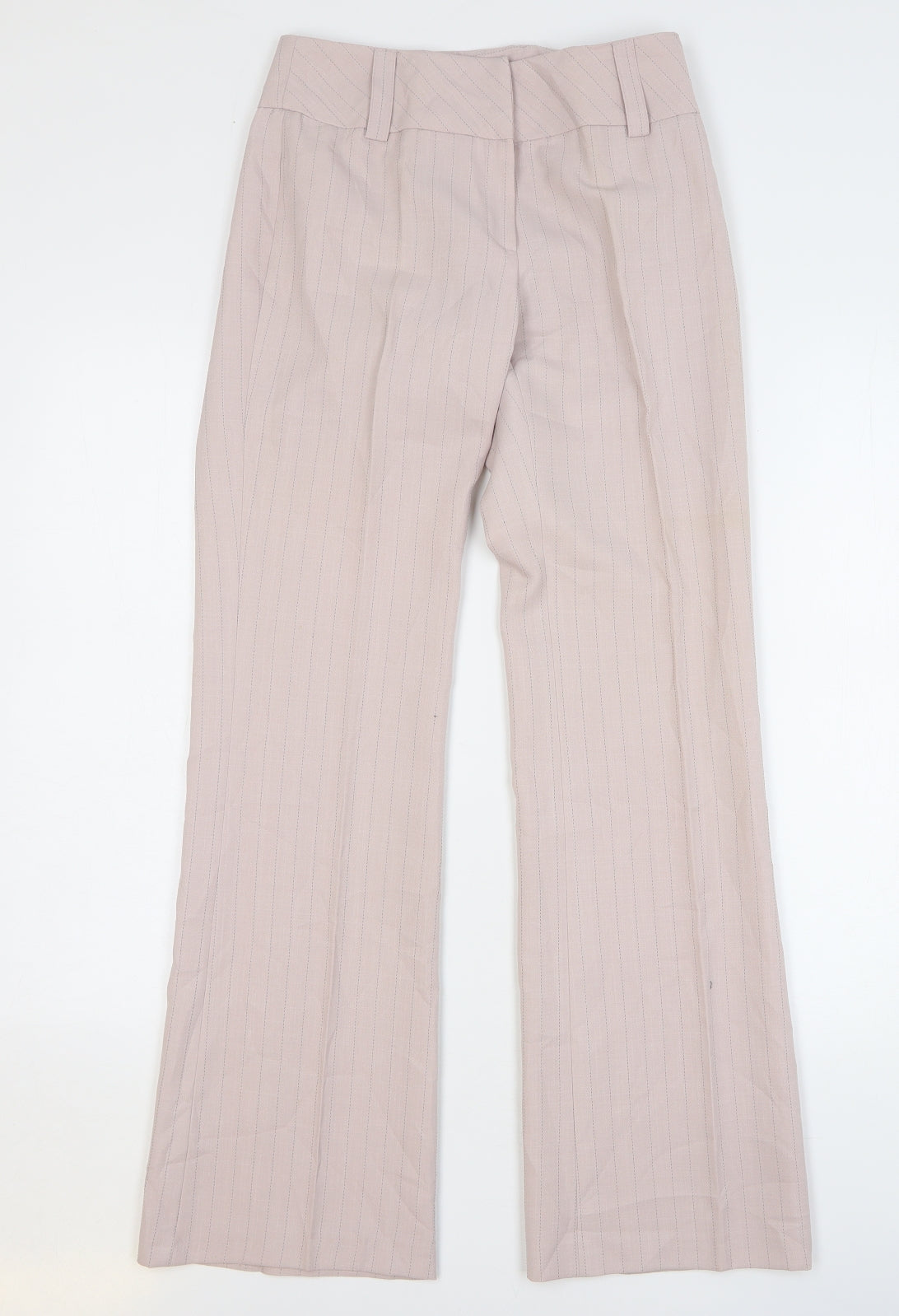New Look Womens Pink Striped Polyester Trousers Size 8 L32 in Regular Hook & Eye