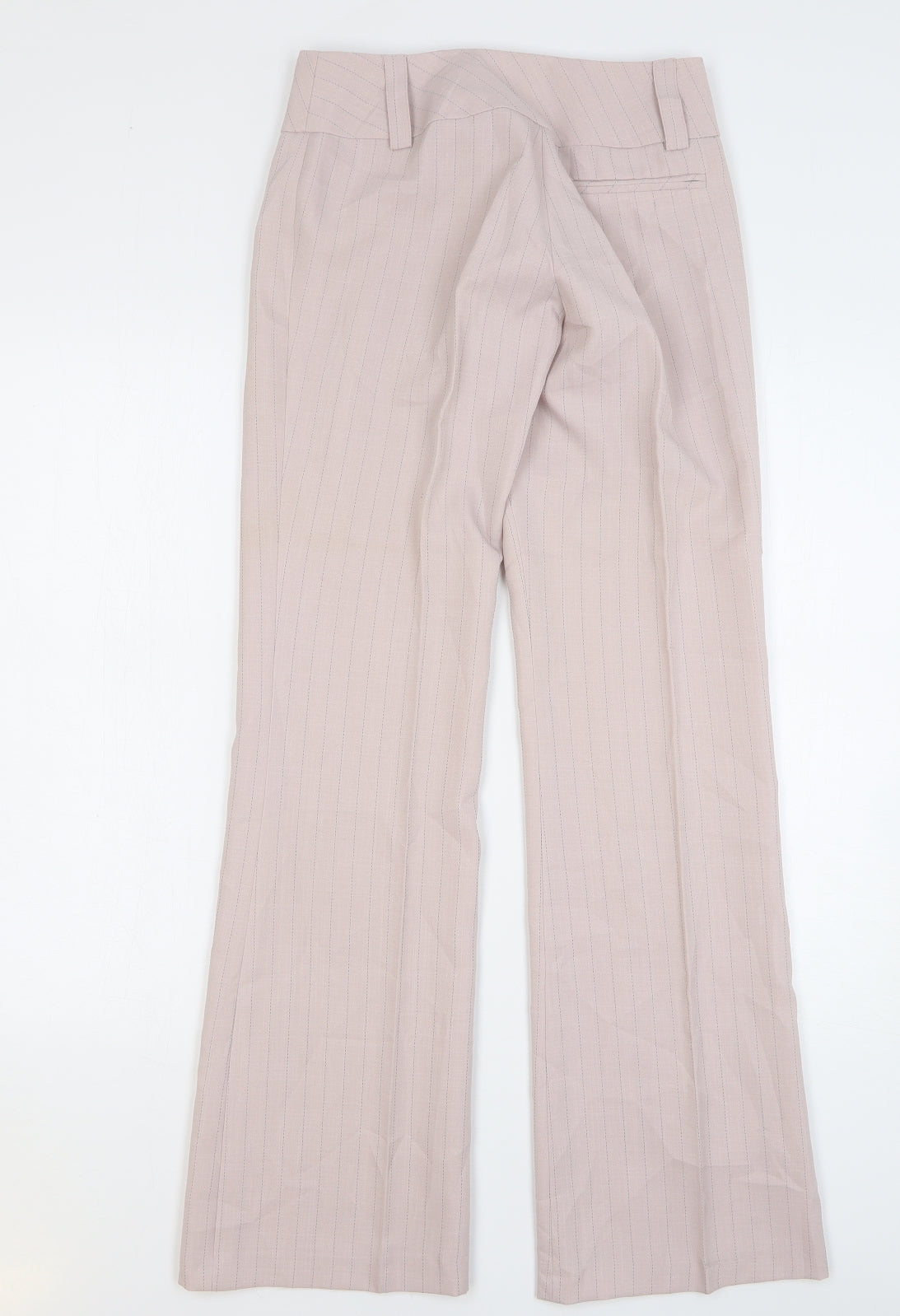 New Look Womens Pink Striped Polyester Trousers Size 8 L32 in Regular Hook & Eye
