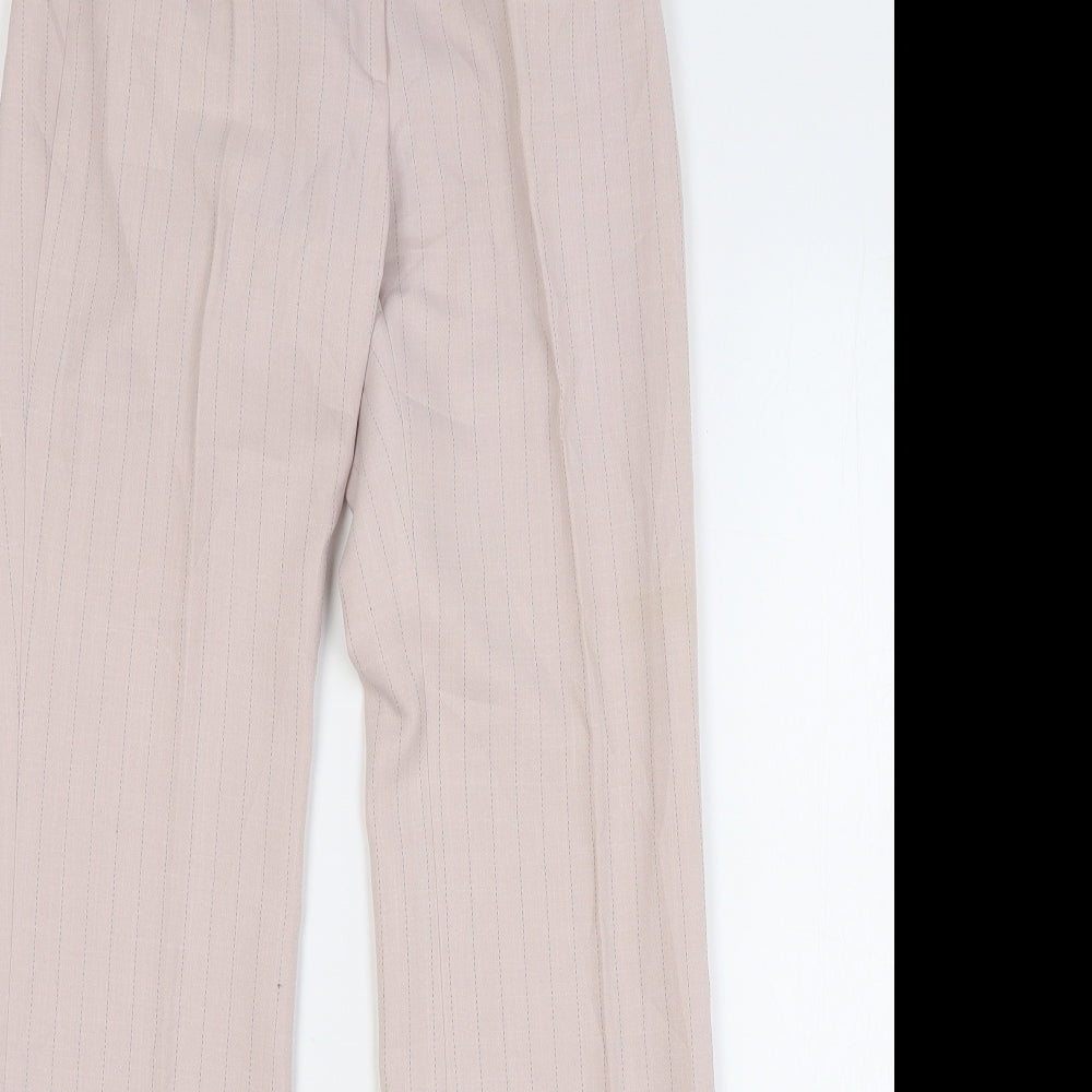 New Look Womens Pink Striped Polyester Trousers Size 8 L32 in Regular Hook & Eye