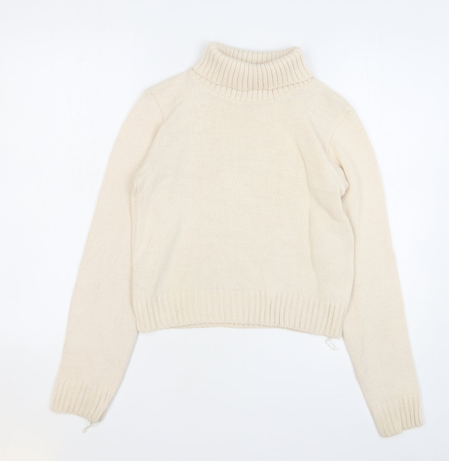 Boohoo Womens Beige Roll Neck Acrylic Pullover Jumper Size XS