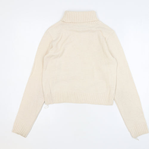 Boohoo Womens Beige Roll Neck Acrylic Pullover Jumper Size XS