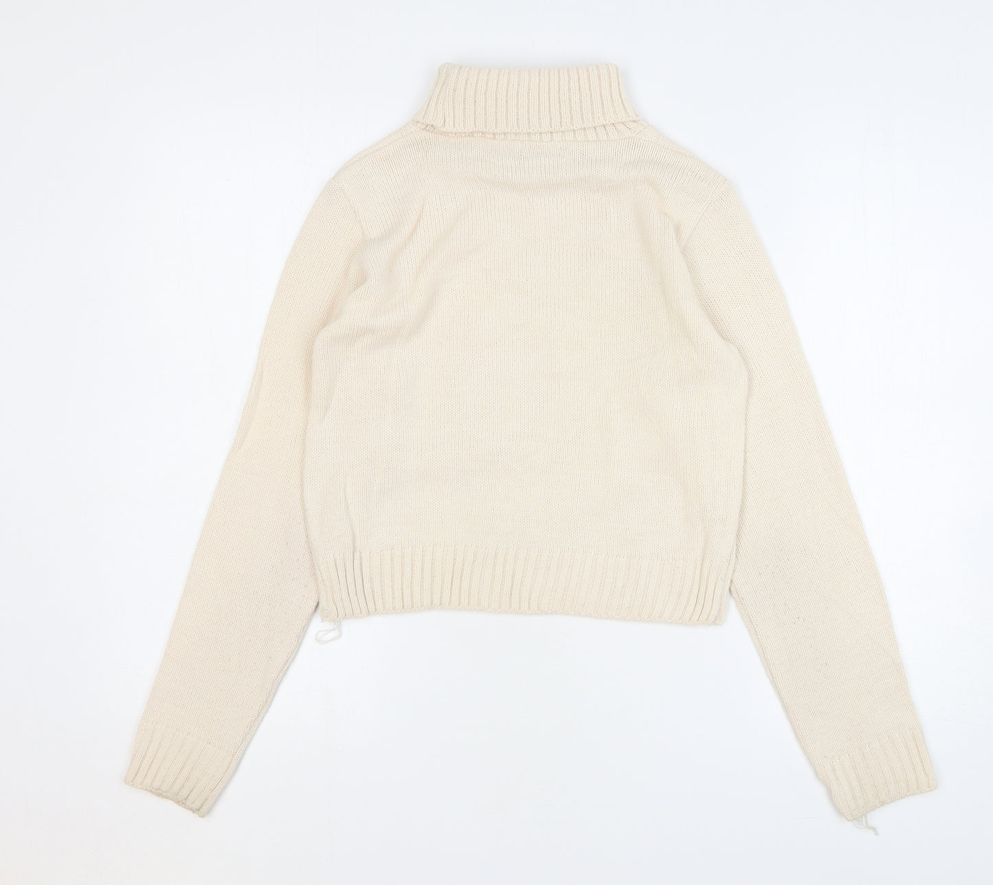 Boohoo Womens Beige Roll Neck Acrylic Pullover Jumper Size XS