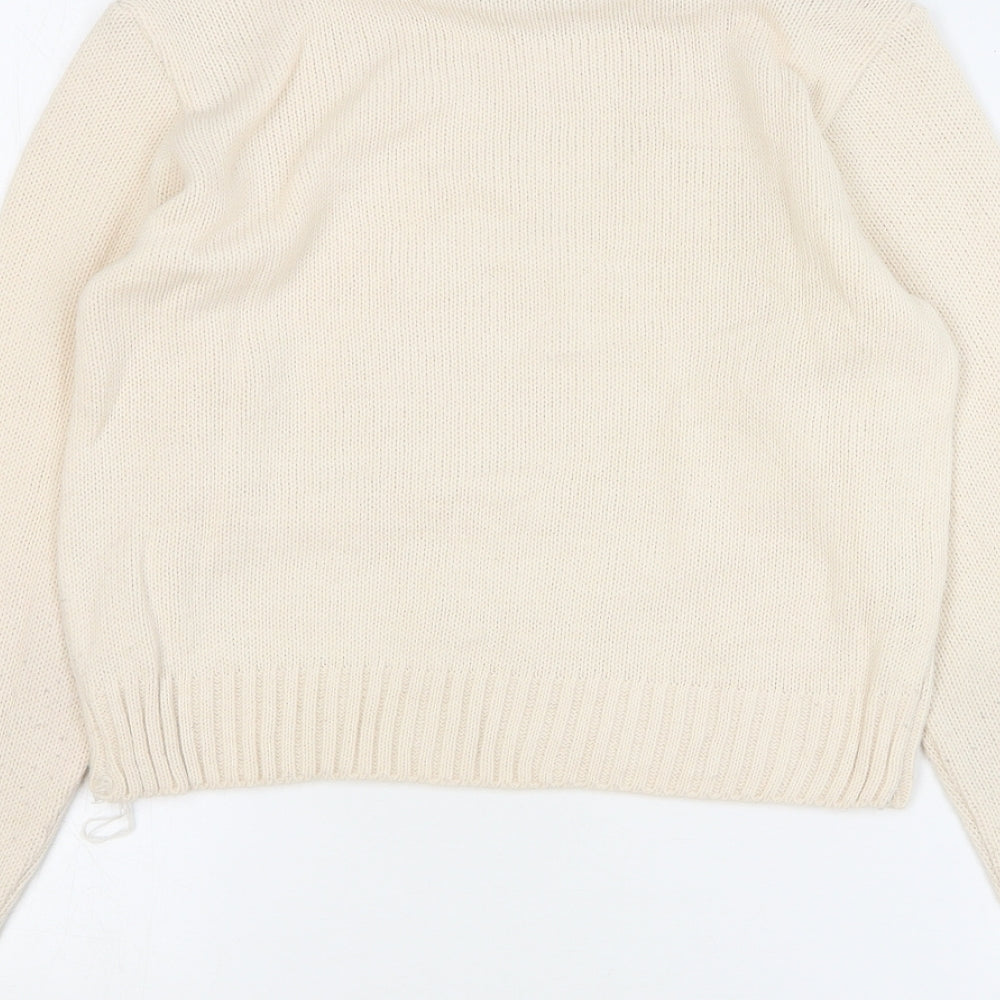 Boohoo Womens Beige Roll Neck Acrylic Pullover Jumper Size XS