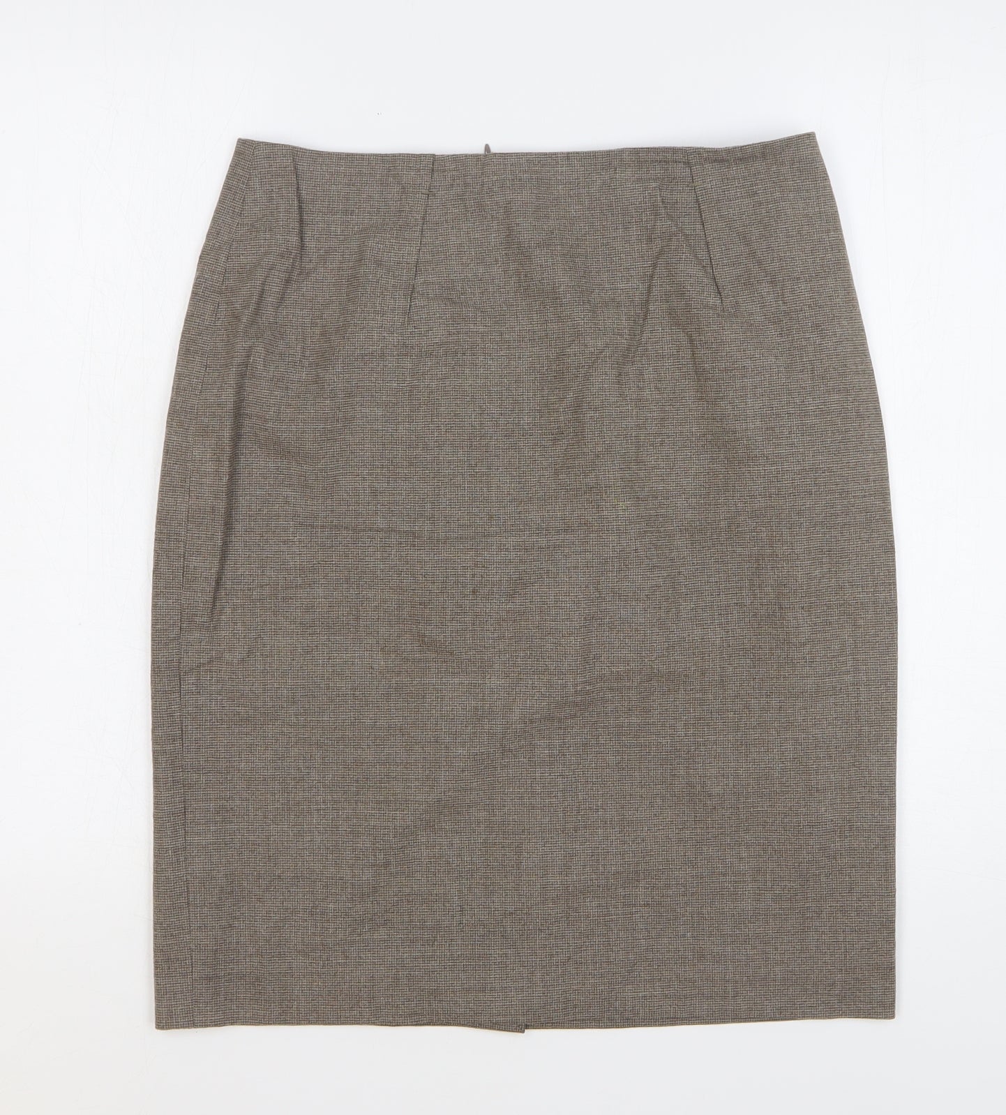 PAULE KA Womens Brown Check Wool Straight & Pencil Skirt Size 14 Zip