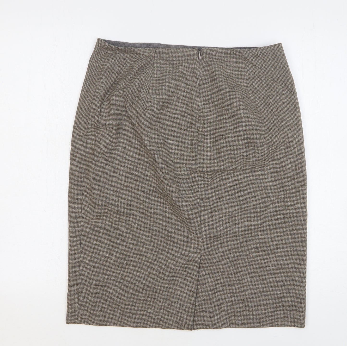 PAULE KA Womens Brown Check Wool Straight & Pencil Skirt Size 14 Zip