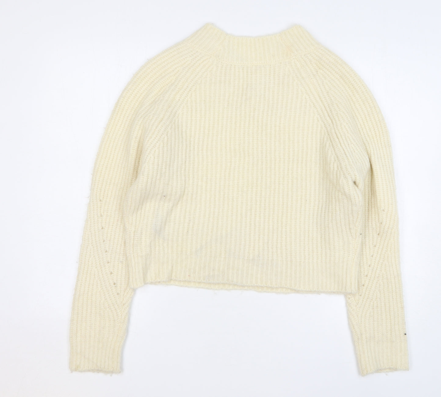 Warehouse Womens Beige V-Neck Acrylic Pullover Jumper Size 14