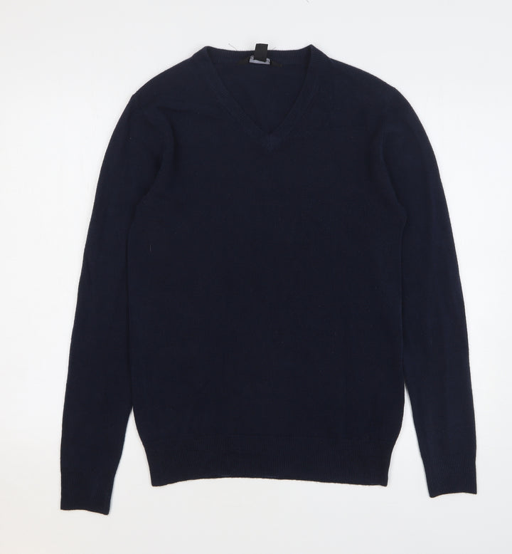 Cedar Wood State Mens Blue V-Neck Acrylic Pullover Jumper Size XS