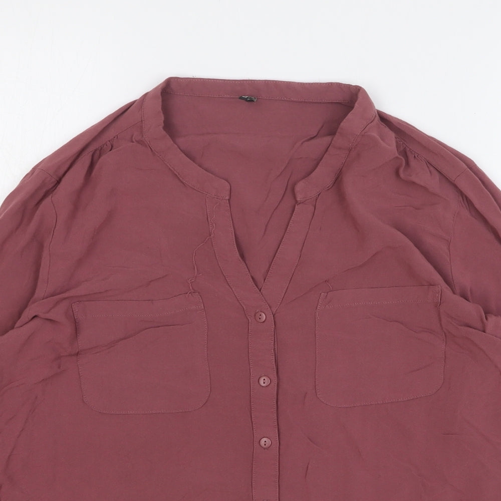 Only Womens Pink Viscose Basic Button-Up Size 12 V-Neck