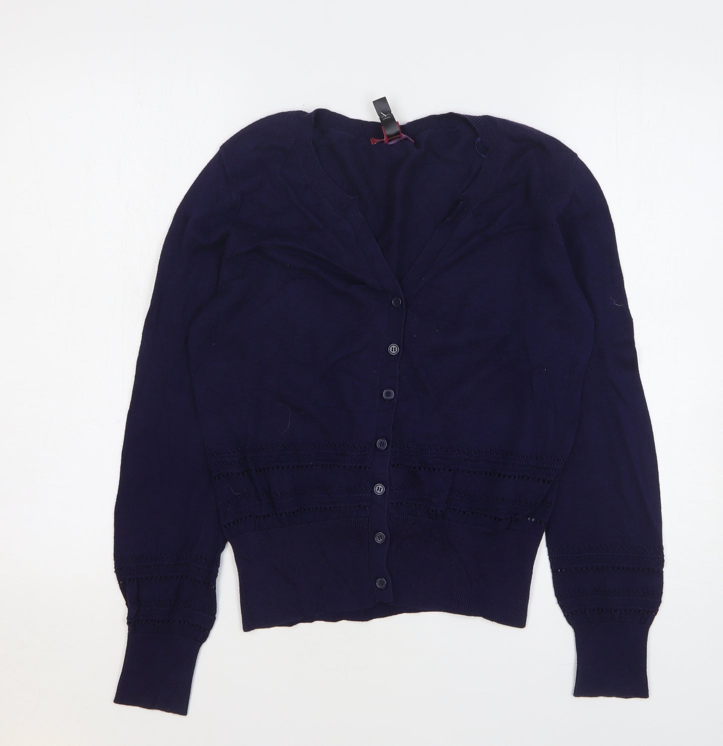 Monsoon Womens Blue V-Neck Cotton Cardigan Jumper Size 12