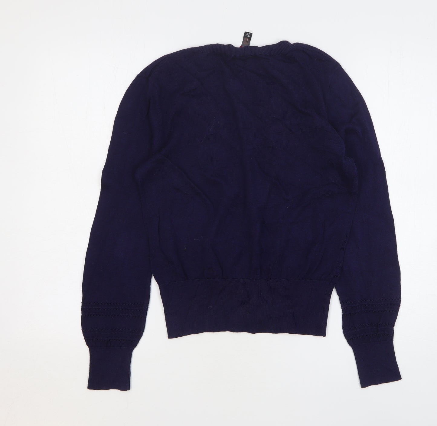 Monsoon Womens Blue V-Neck Cotton Cardigan Jumper Size 12