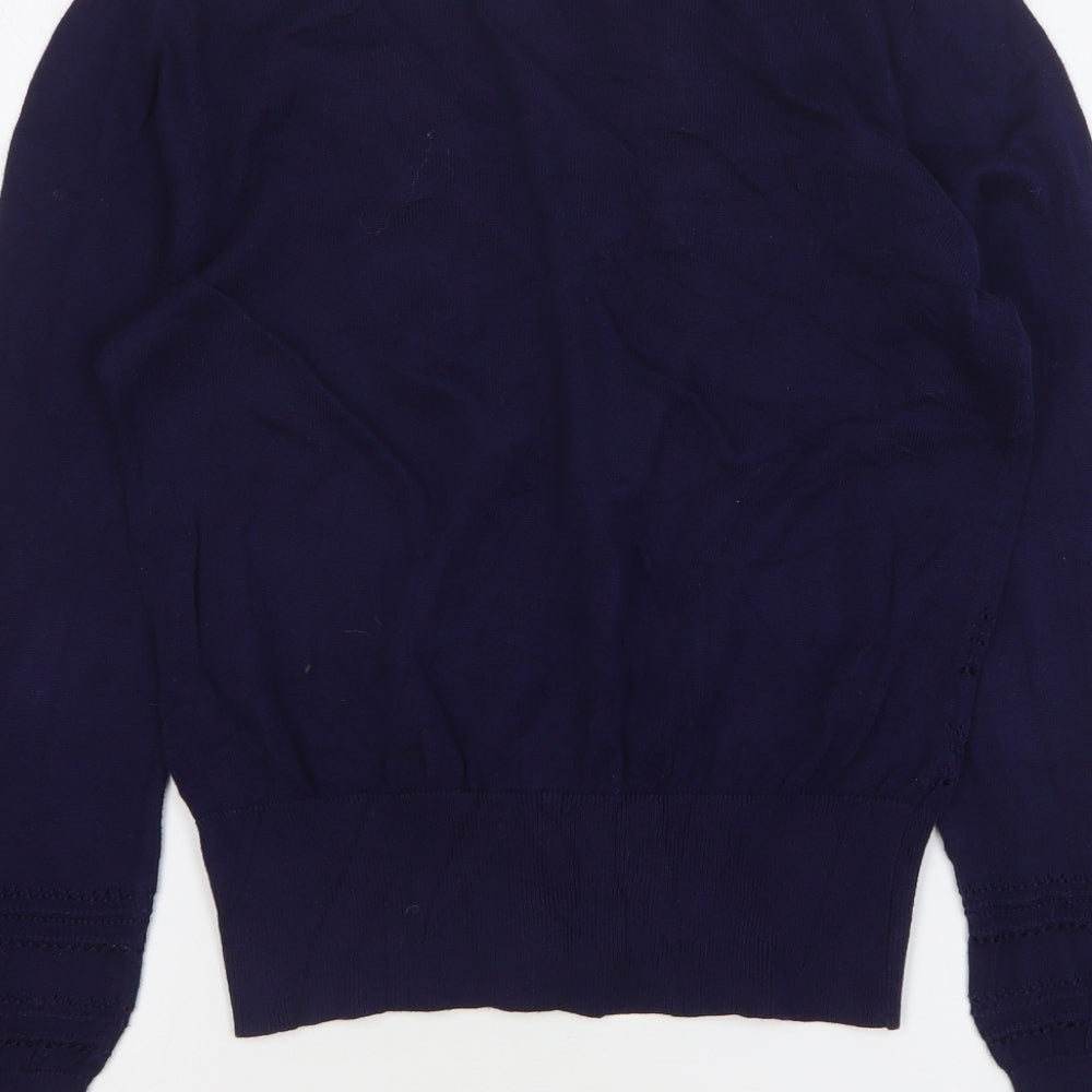 Monsoon Womens Blue V-Neck Cotton Cardigan Jumper Size 12