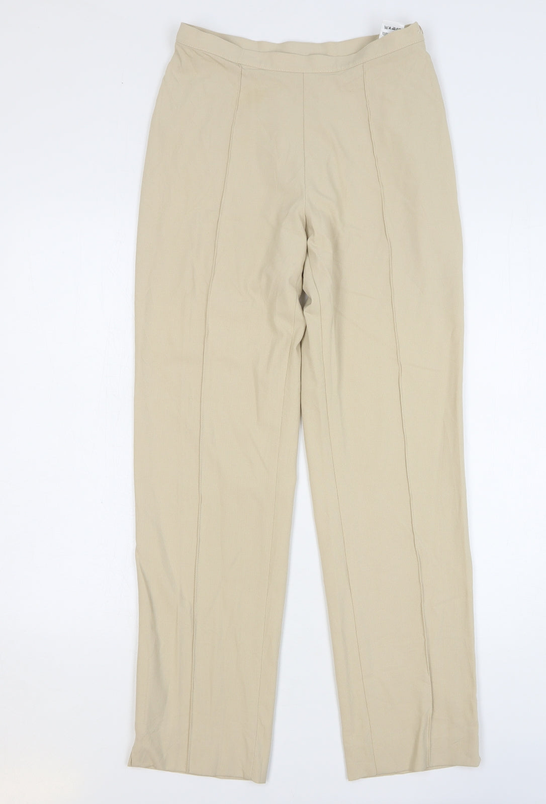 Marks and Spencer Womens Beige Polyester Trousers Size 10 L29 in Regular Button