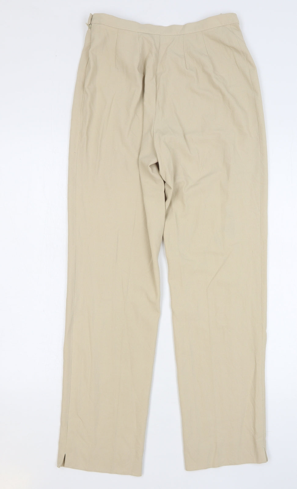 Marks and Spencer Womens Beige Polyester Trousers Size 10 L29 in Regular Button