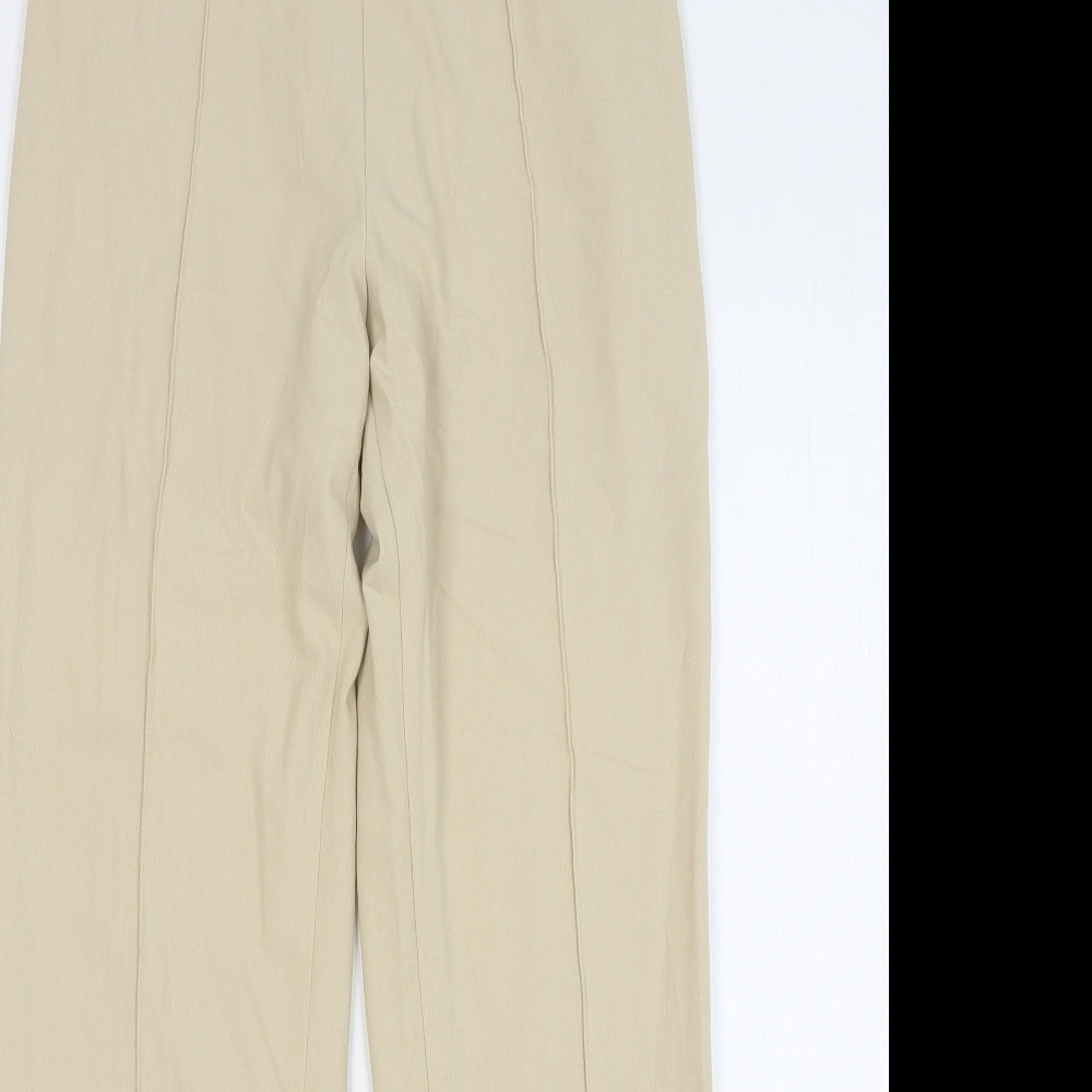Marks and Spencer Womens Beige Polyester Trousers Size 10 L29 in Regular Button