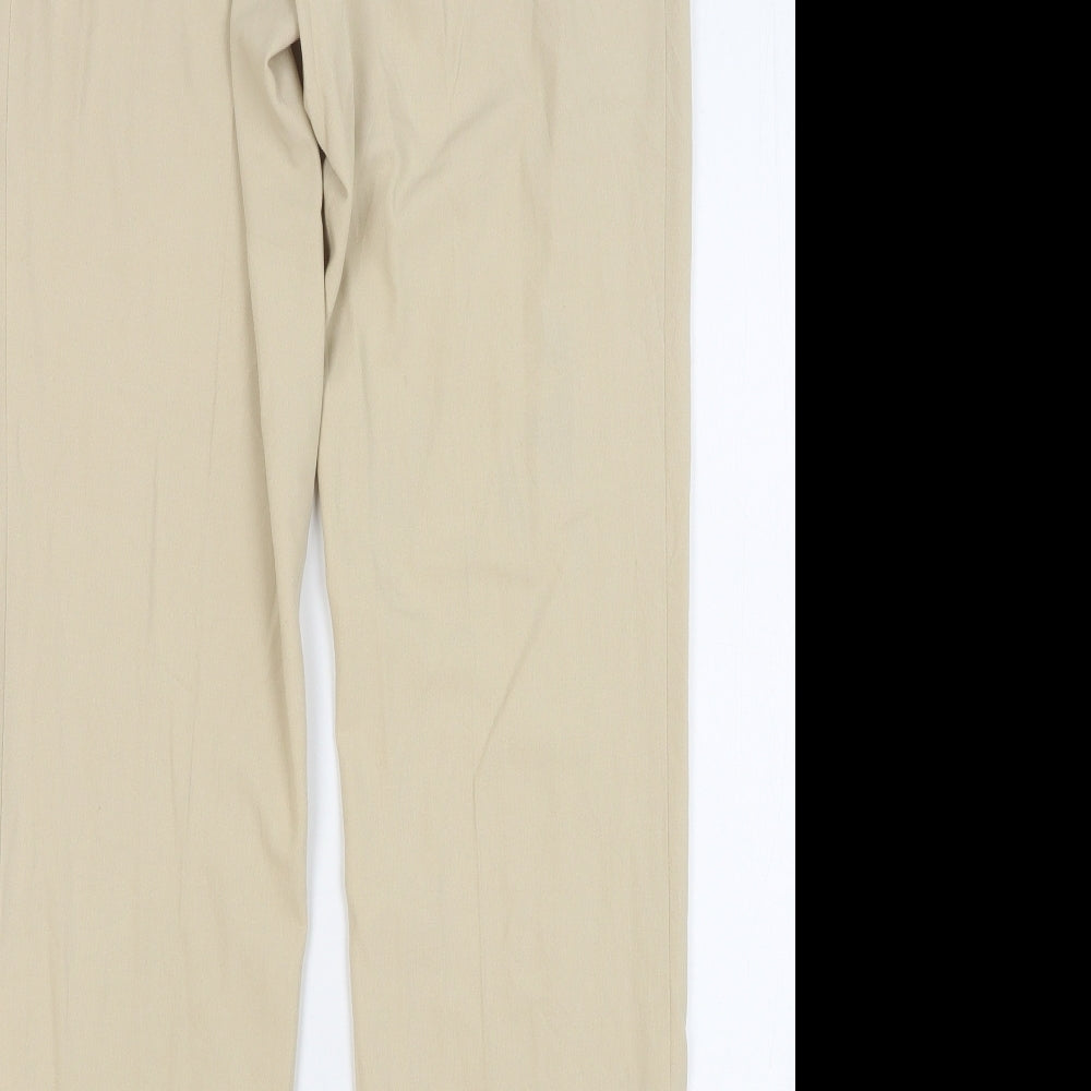 Marks and Spencer Womens Beige Polyester Trousers Size 10 L29 in Regular Button