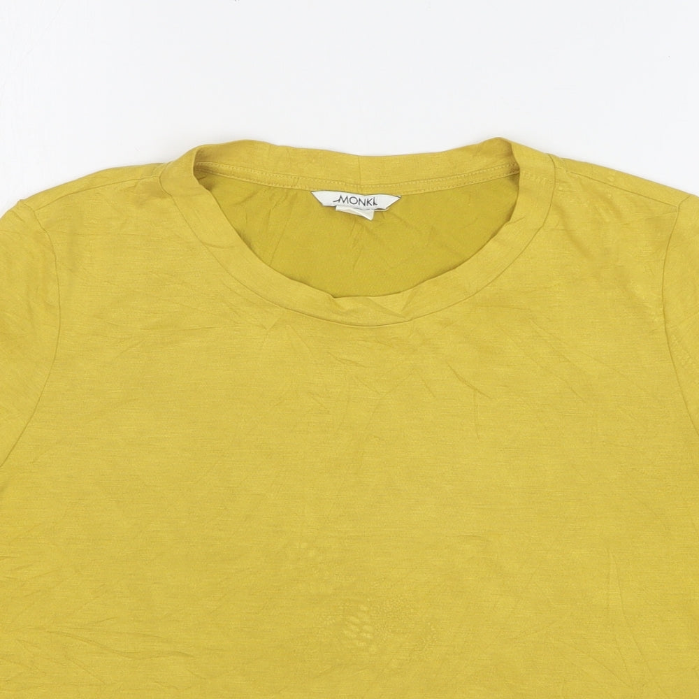 Monkl Womens Yellow Modal Basic T-Shirt Size M Round Neck