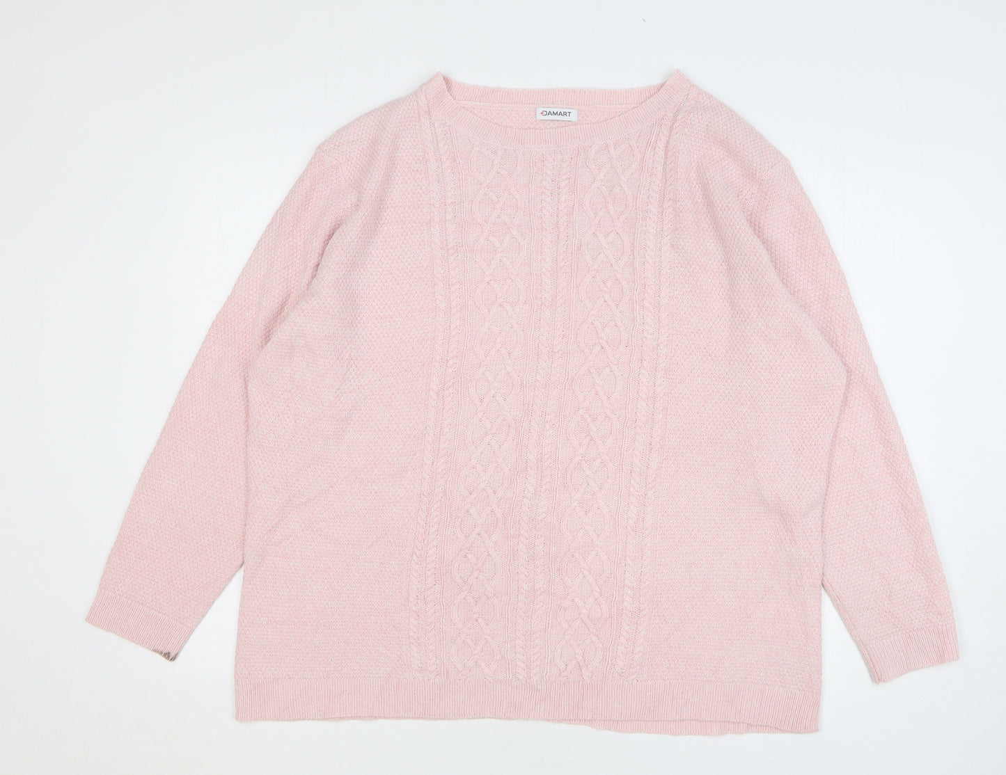 Damart Womens Pink Round Neck Acrylic Pullover Jumper Size 22