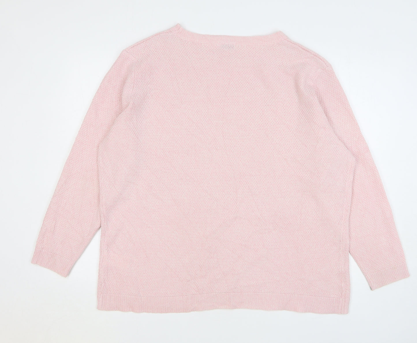 Damart Womens Pink Round Neck Acrylic Pullover Jumper Size 22