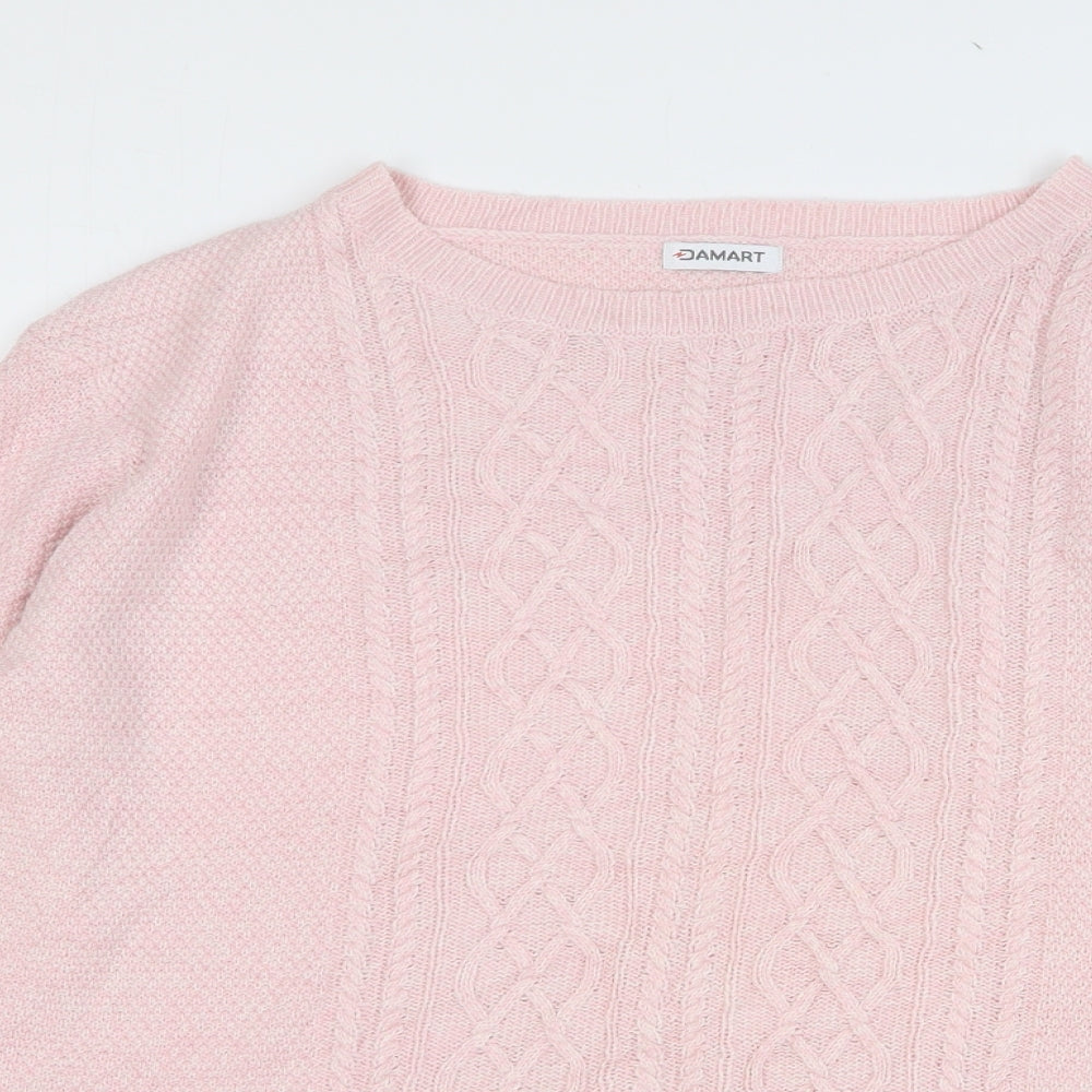 Damart Womens Pink Round Neck Acrylic Pullover Jumper Size 22