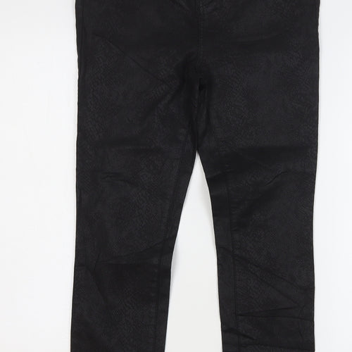 TU Womens Black Animal Print Cotton Skinny Jeans Size 12 L28 in Regular Button - Snake Skin